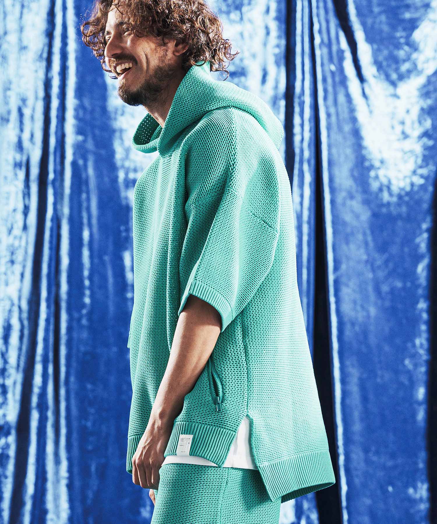 ANGENEHM(アンゲネーム)】Sheer Mesh Airy Knit Hoodie ニットパーカー