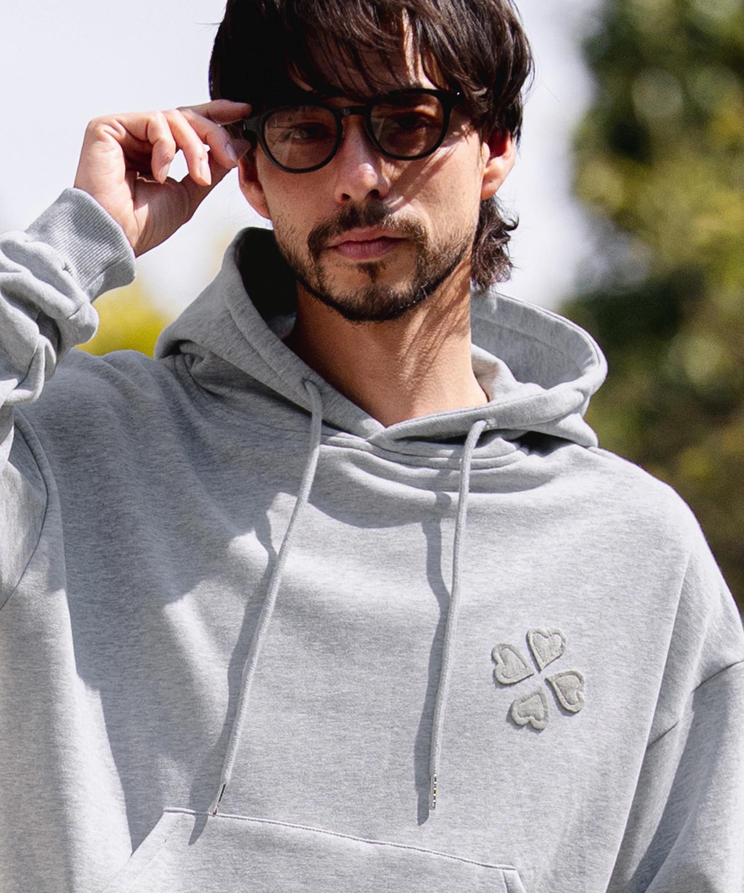 ハートベロア スウェット♡ CAMBIO(カンビオ)】クローバー×ハートベロアパッチ裏毛スウェット