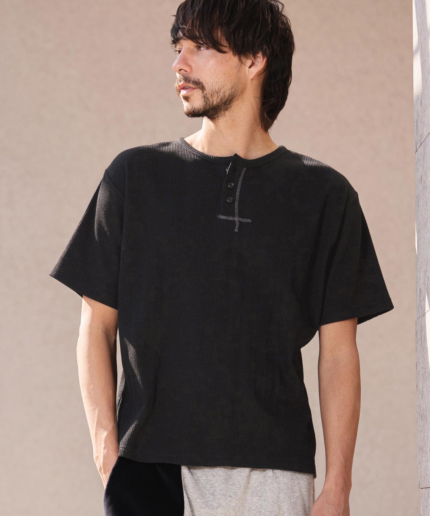 CAMBIO(カンビオ)】ワッフルヘンリーTシャツ(26A-14130CM) | CAMBIO