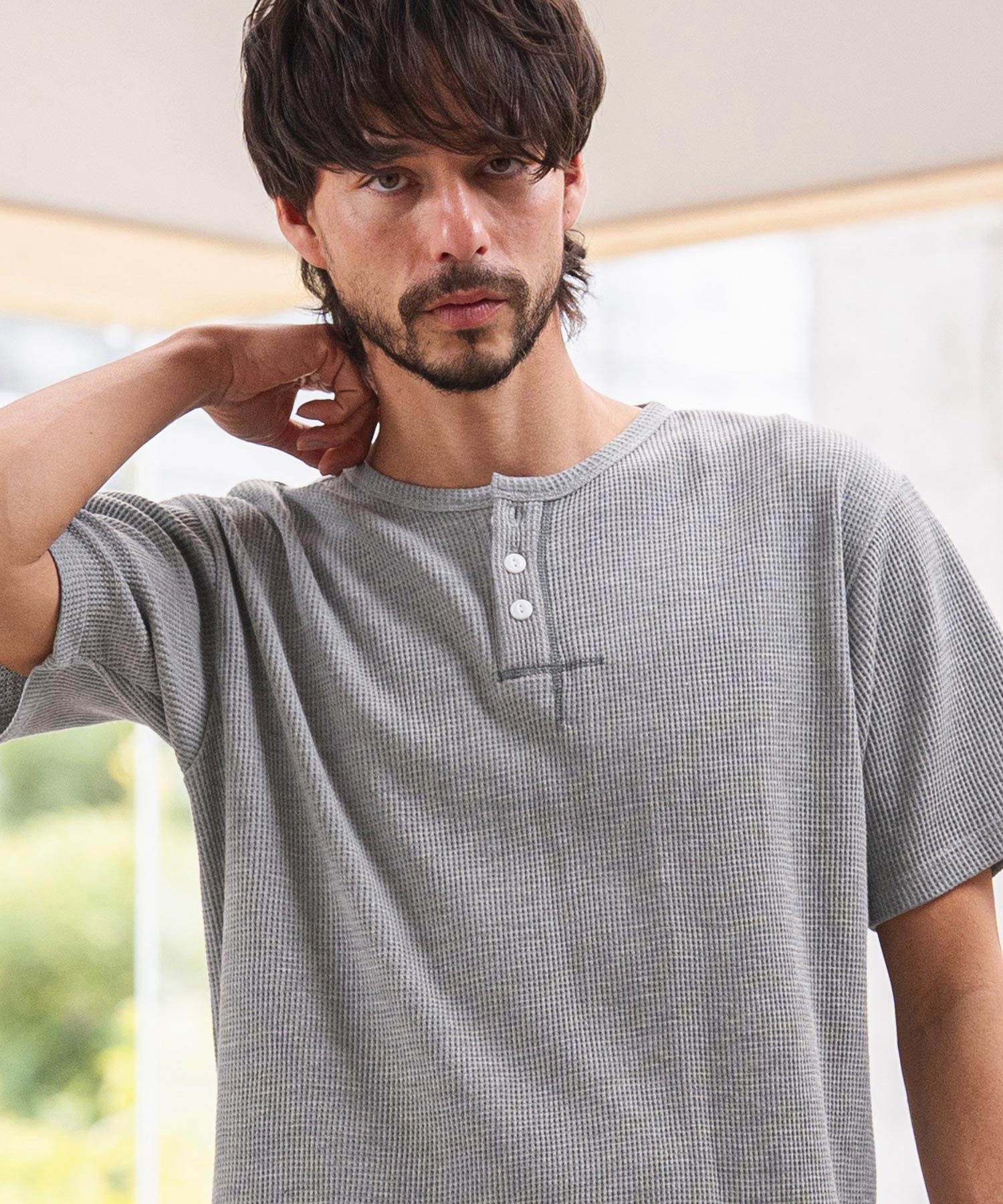 CAMBIO(カンビオ)】ワッフルヘンリーTシャツ(26A-14130CM) | CAMBIO