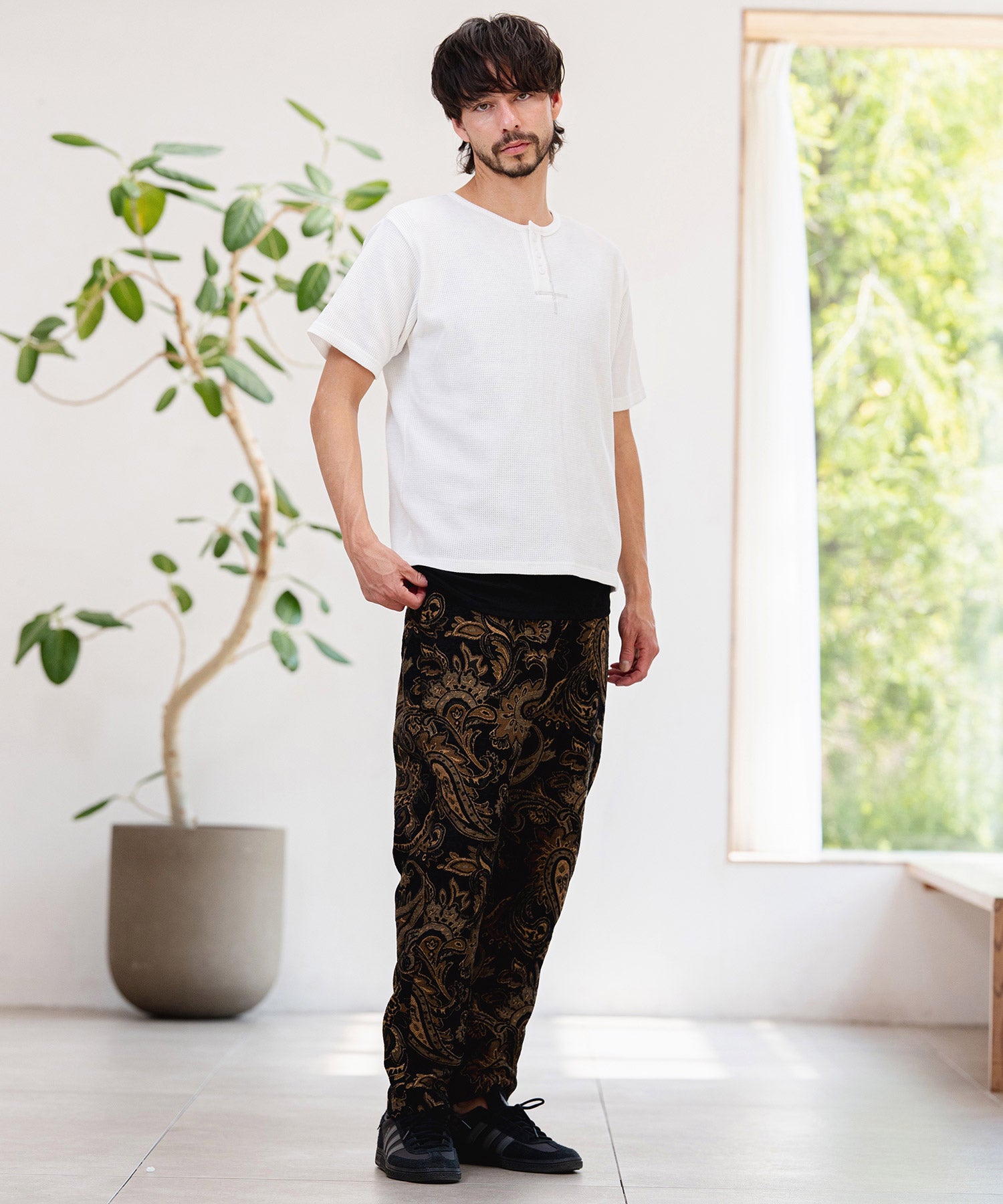 CAMBIO(カンビオ)】ワッフルヘンリーTシャツ(26A-14130CM) | CAMBIO