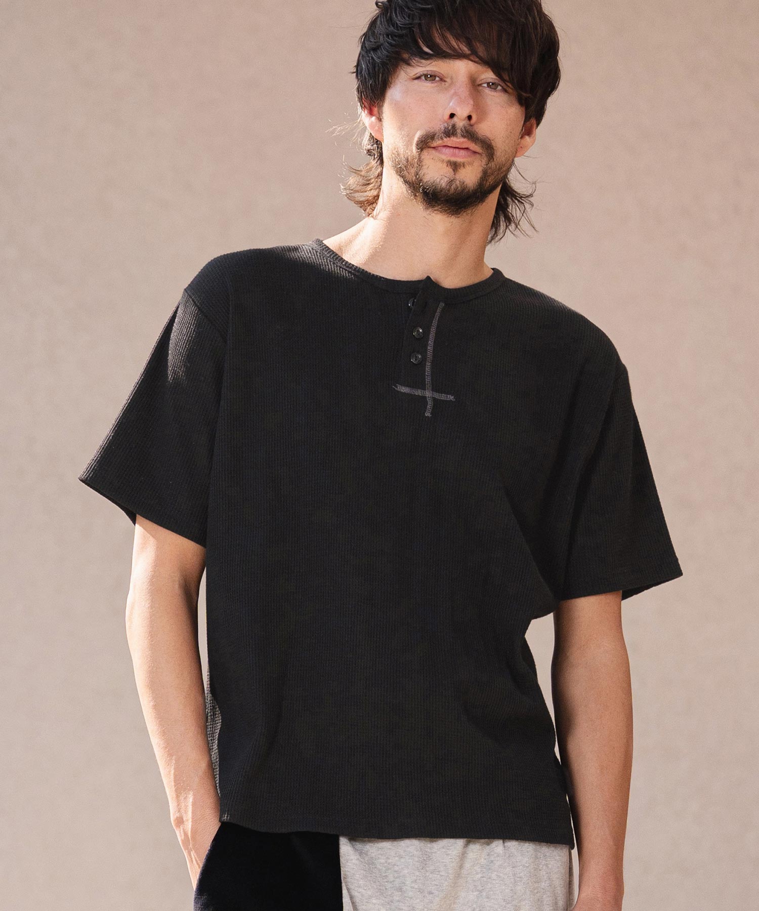 CAMBIO(カンビオ)】ワッフルヘンリーTシャツ(26A-14130CM) | CAMBIO
