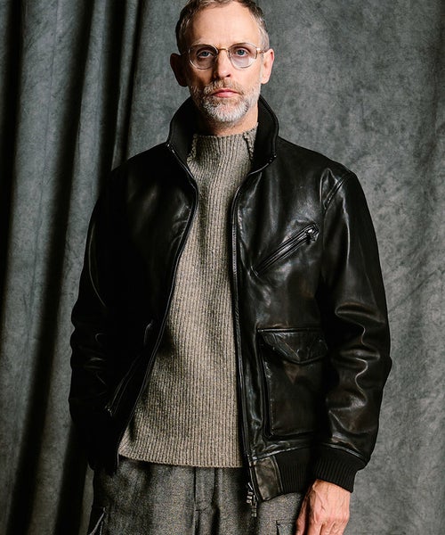 wjk】【予約販売10月中旬～下旬入荷】 leather rib jersey type A-2 