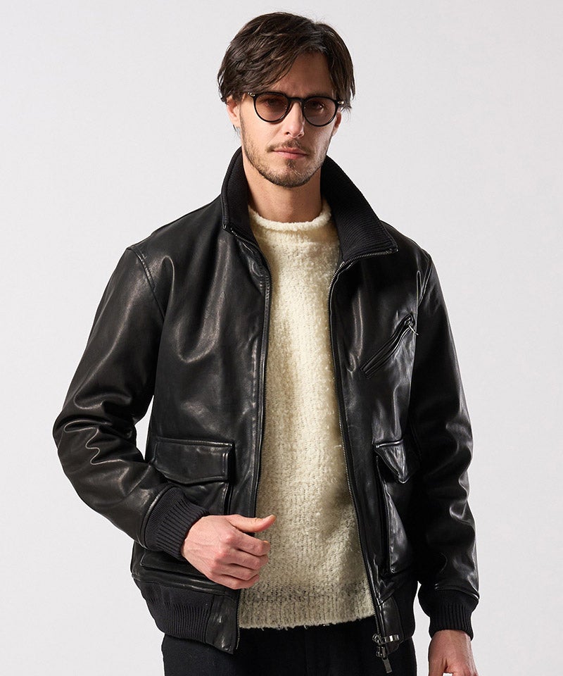 wjk】【予約販売10月中旬～下旬入荷】 leather rib jersey type A-2