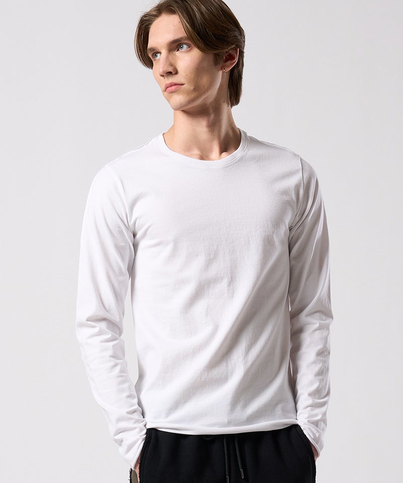 wjk】【予約販売10月上旬～中旬入荷】 slim cut-off crew-neck L-S