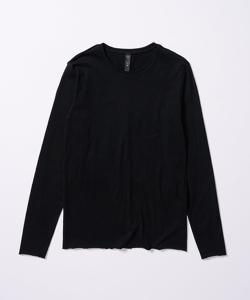 wjk】slim cut-off crew-neck L-S ロングスリーブカットソー(7007