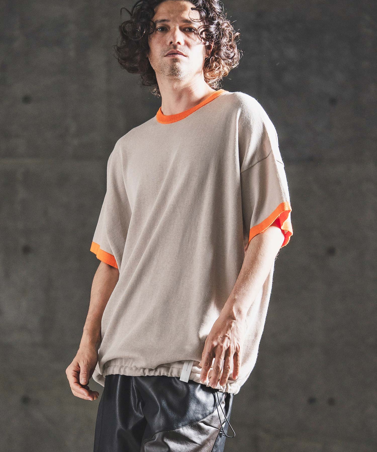 GLIMCLAP(グリムクラップ)】Ringer Contrast Cotton-Linen Knit
