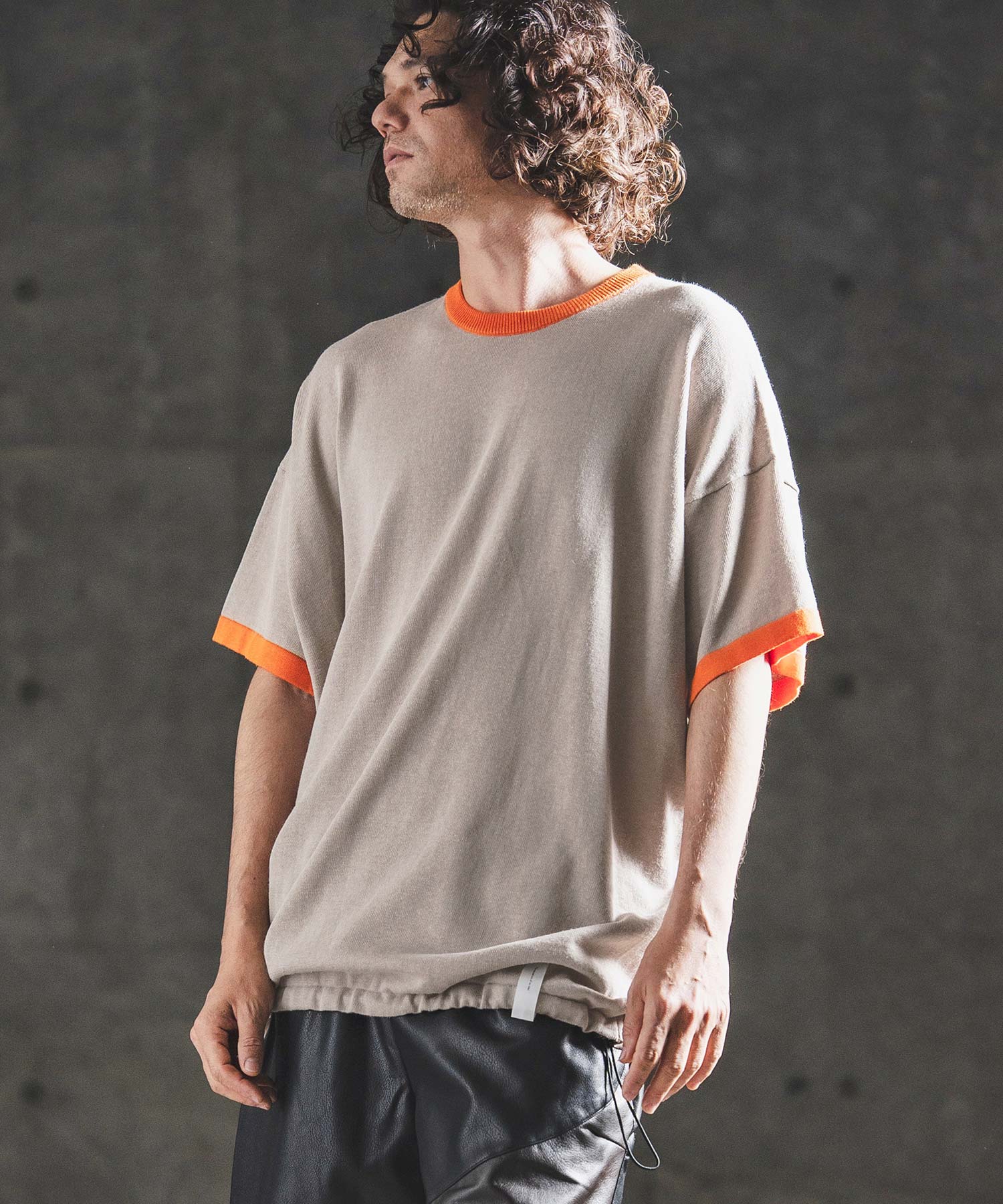 GLIMCLAP(グリムクラップ)】Ringer Contrast Cotton-Linen Knit