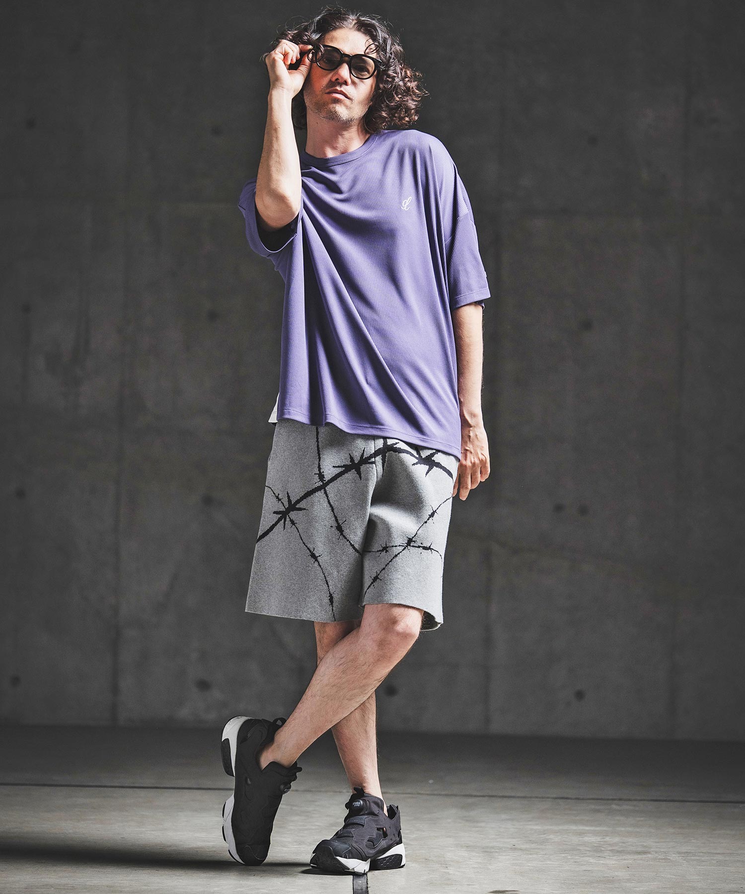 GLIMCLAP(グリムクラップ)】Barbed Wire Jacquard Knit Shorts ニット