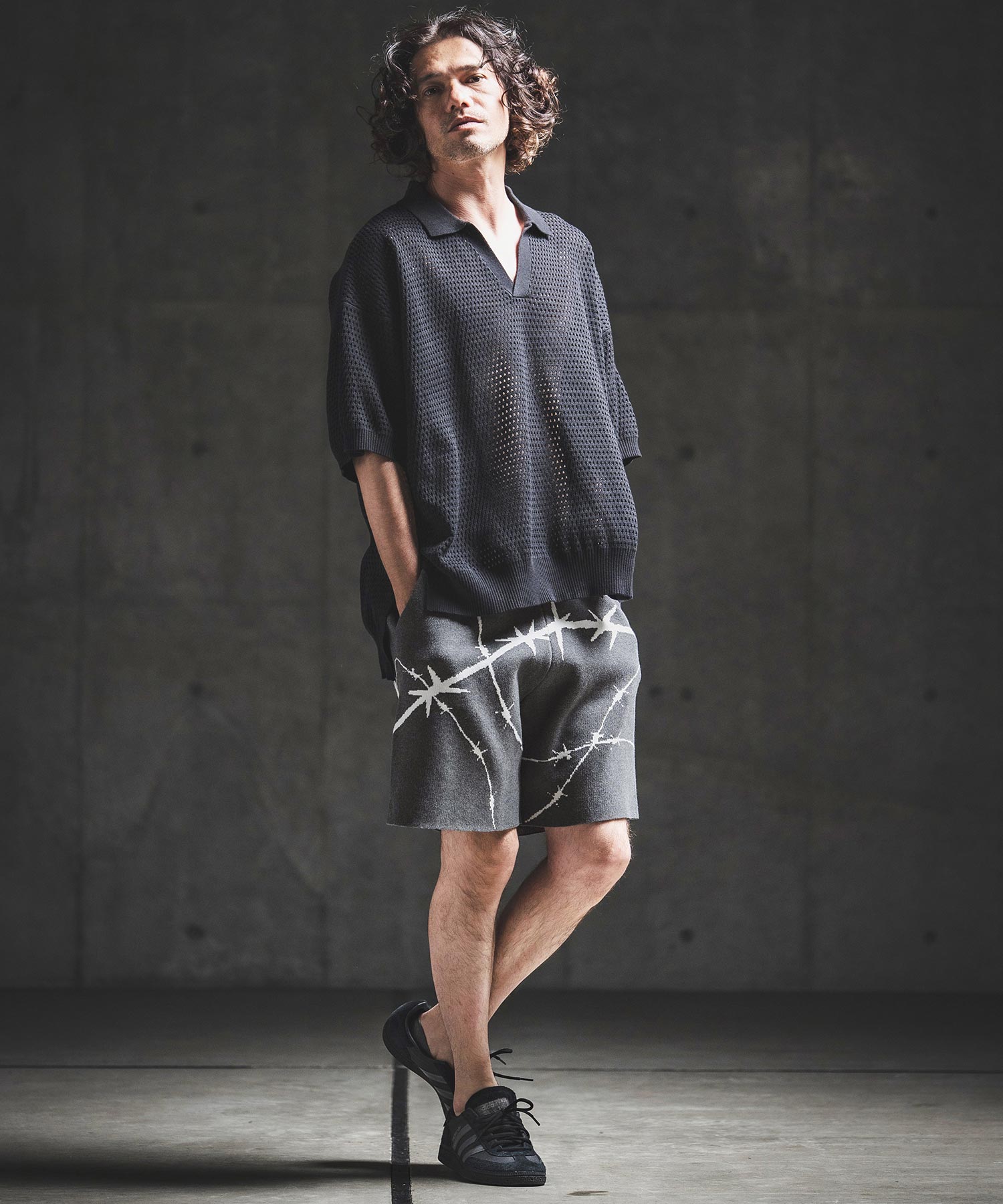 GLIMCLAP(グリムクラップ)】Barbed Wire Jacquard Knit Shorts ニット