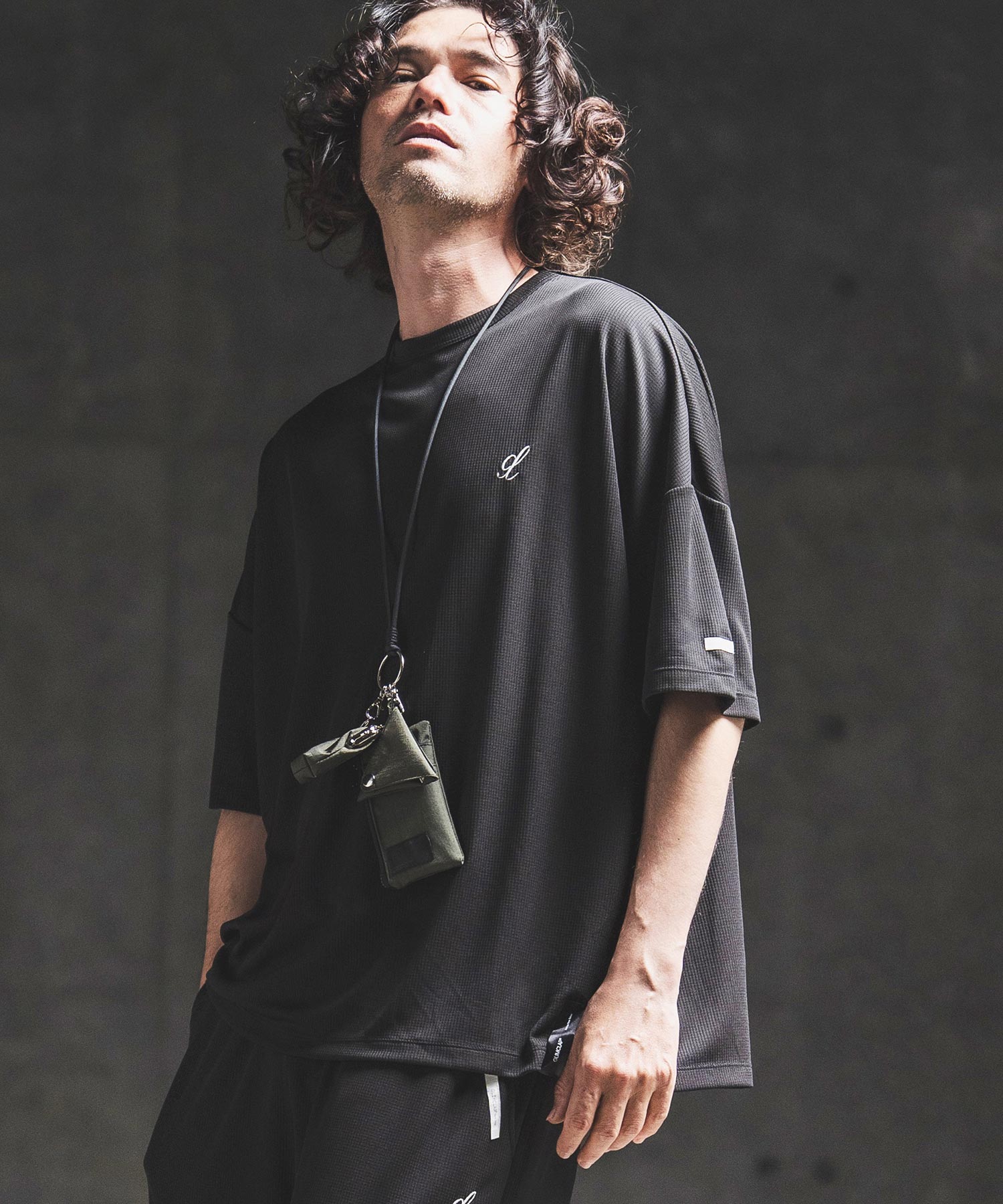 GLIMCLAP(グリムクラップ)】Sheer Waffle Fabric T-shirt トラックT