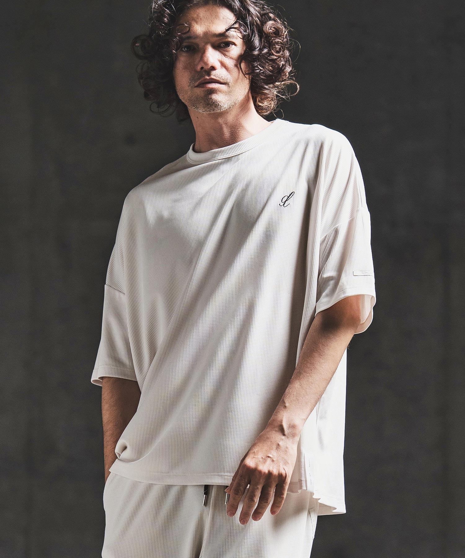 GLIMCLAP(グリムクラップ)】Sheer Waffle Fabric T-shirt トラックT