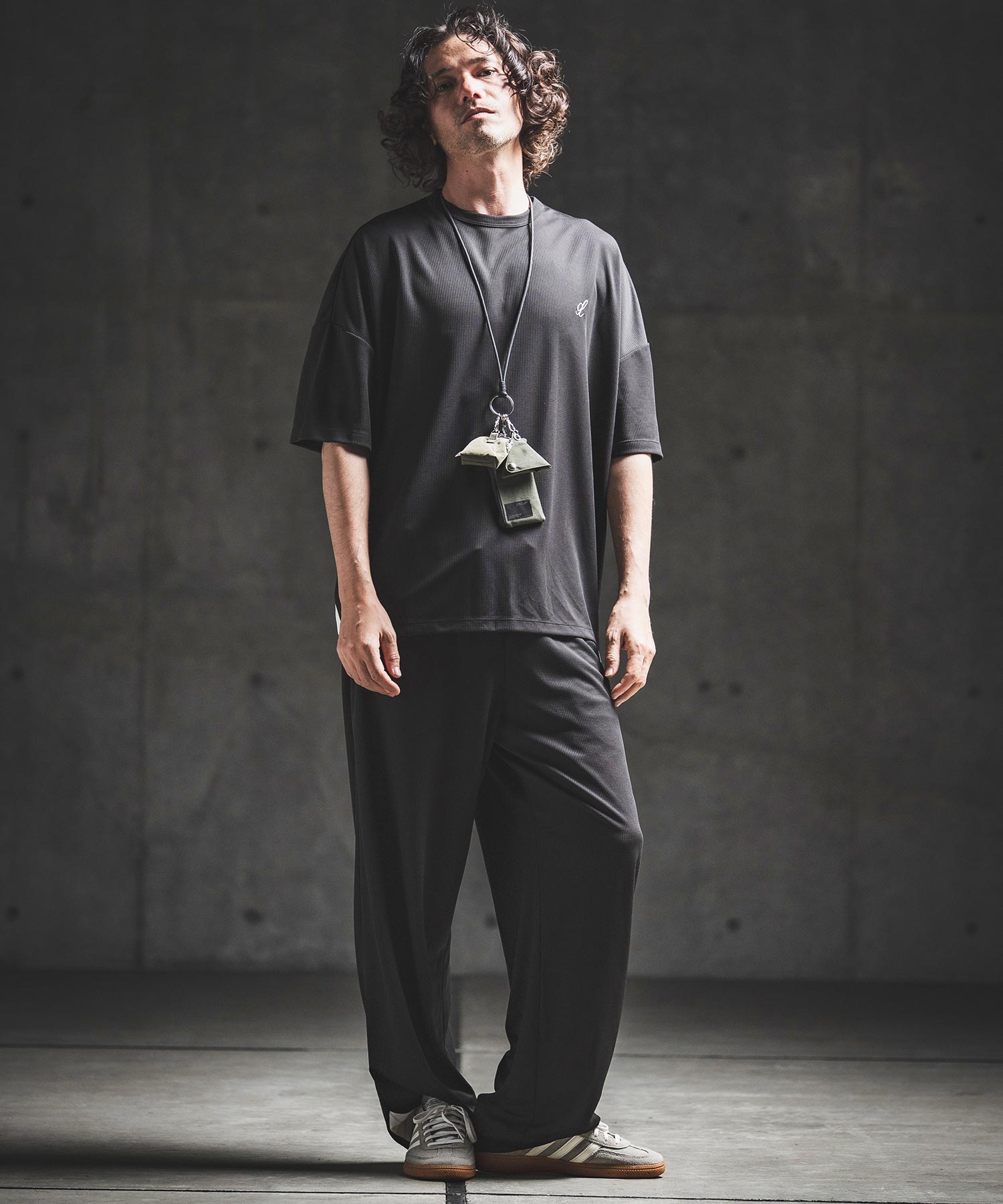 GLIMCLAP(グリムクラップ)】Sheer Waffle Fabric T-shirt トラックT