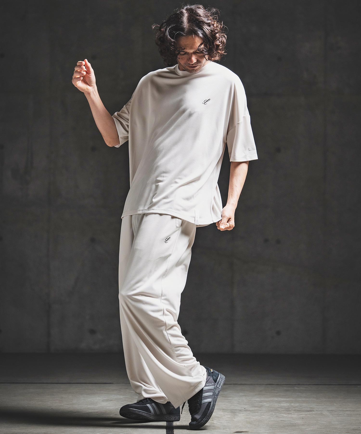 GLIMCLAP(グリムクラップ)】Sheer Waffle Fabric Track Pants トラック