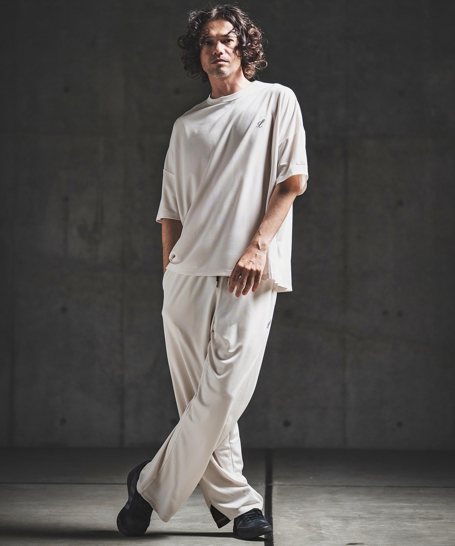 GLIMCLAP セットアップ GLIMCLAP(グリムクラップ)】Sheer Waffle Fabric Track Pants トラック