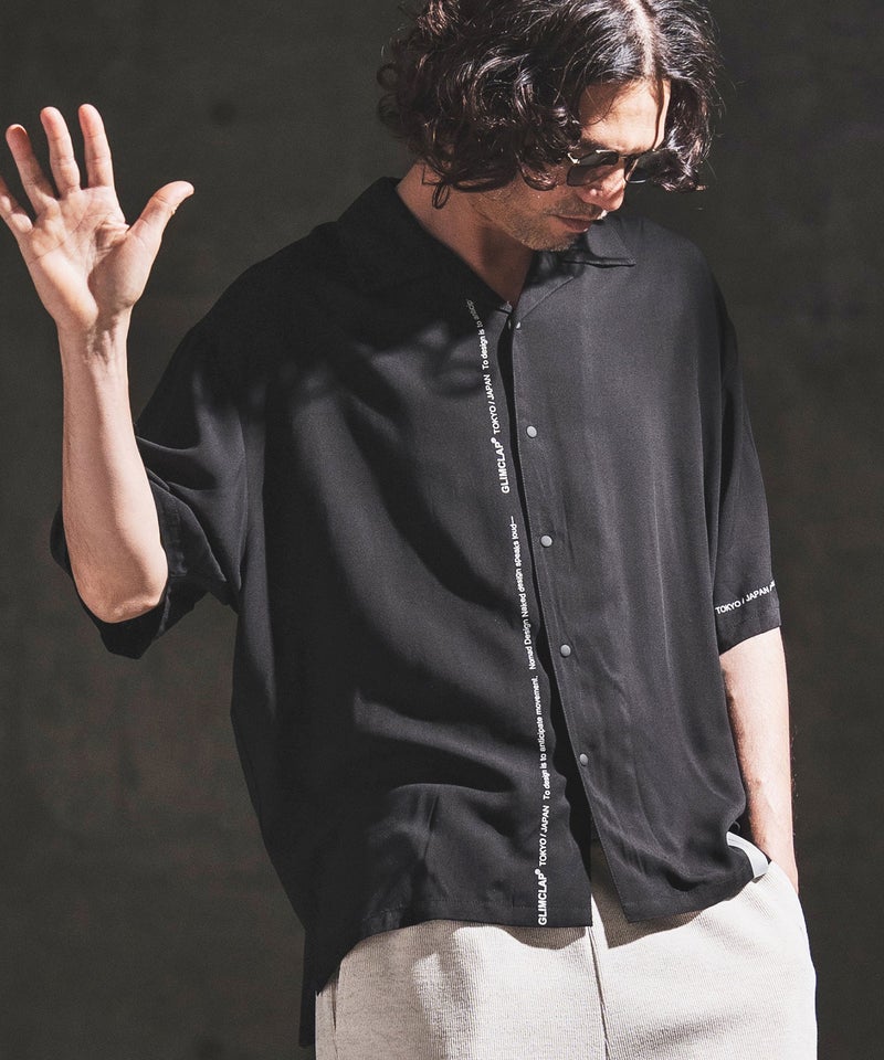 GLIMCLAP(グリムクラップ)】Graphic Print Open Collar Shirt オープン 