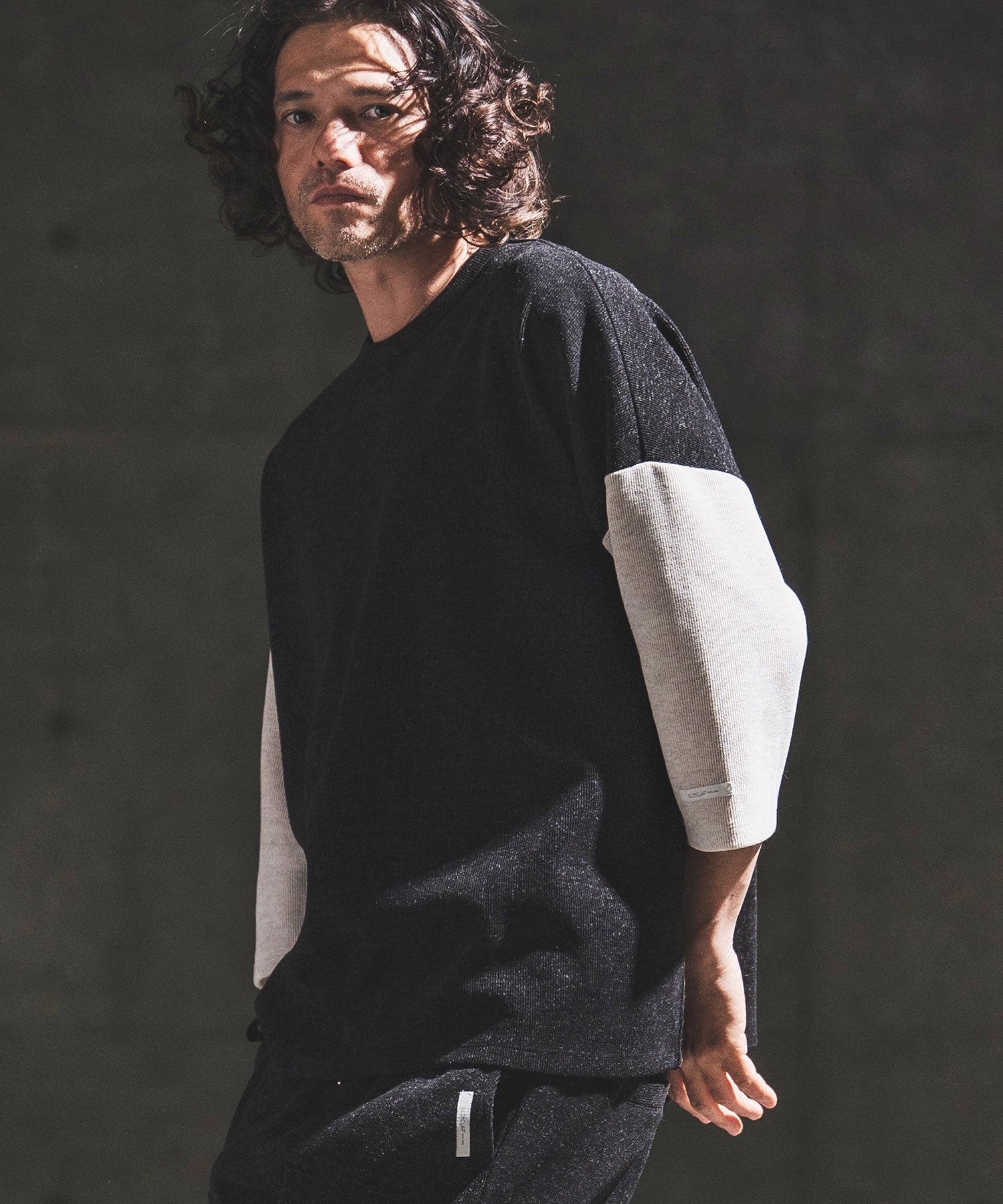 GLIMCLAP(グリムクラップ)】Melange Rib-Bonded 3-4 Sleeve T-shirt 7