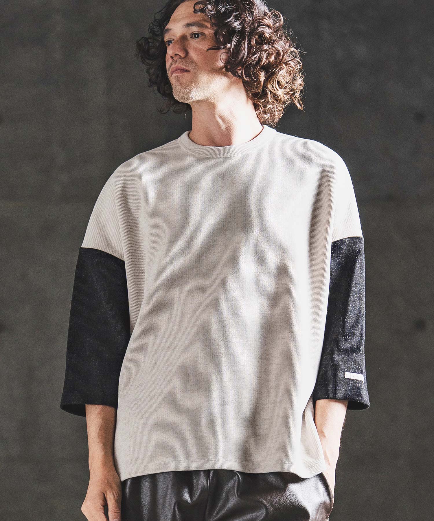 GLIMCLAP(グリムクラップ)】Melange Rib-Bonded 3-4 Sleeve T-shirt 7