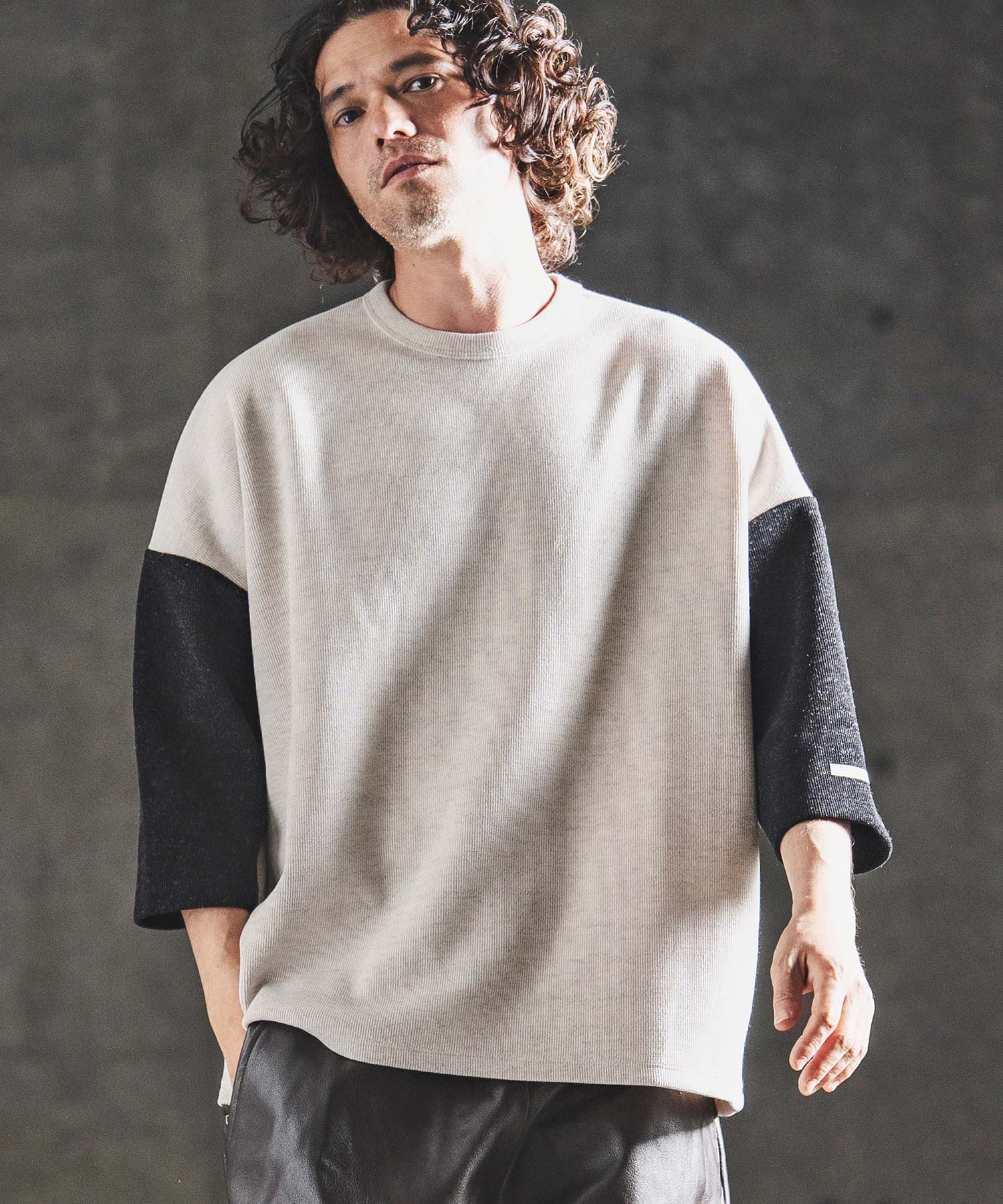 GLIMCLAP(グリムクラップ)】Melange Rib-Bonded 3-4 Sleeve T-shirt 7
