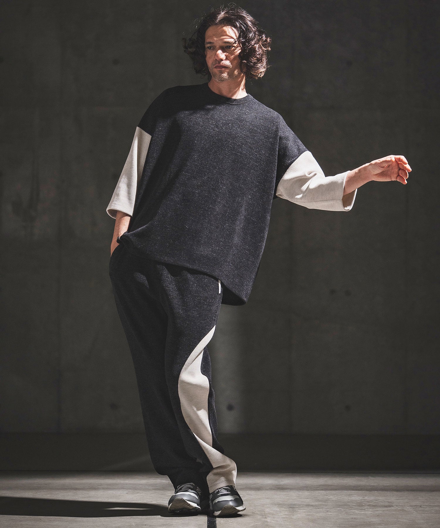 GLIMCLAP(グリムクラップ)】Melange Rib-Bonded 3-4 Sleeve T-shirt 7