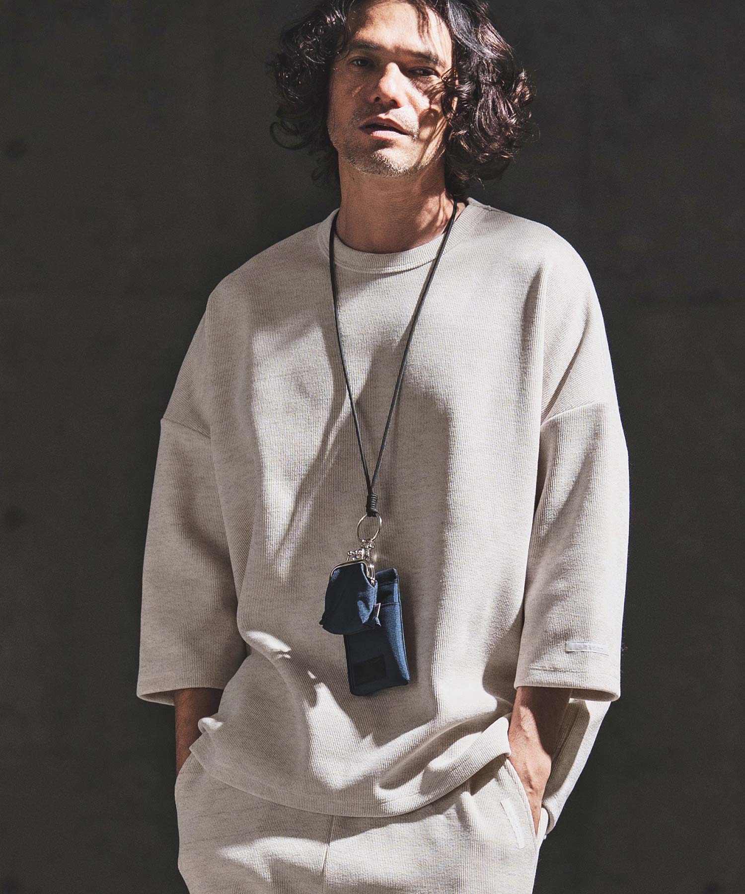 GLIMCLAP(グリムクラップ)】Melange Rib-Bonded 3-4 Sleeve T-shirt 7