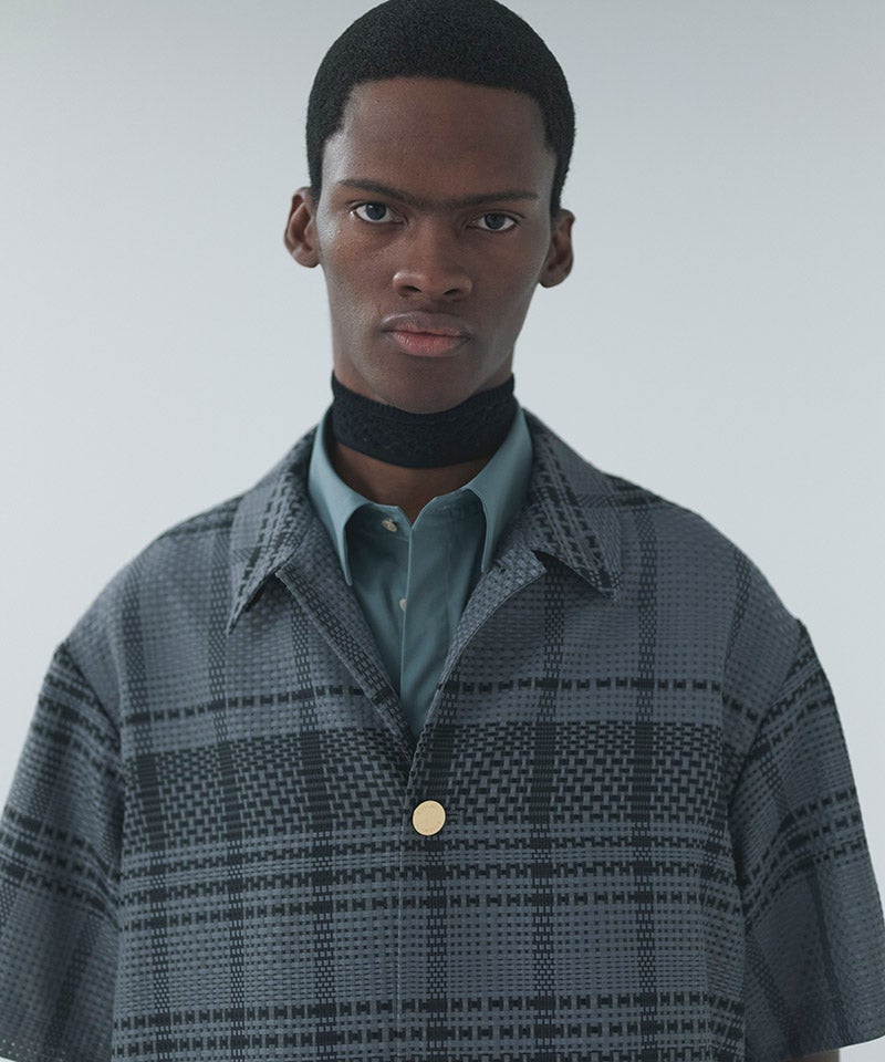 30%OFF【CULLNI(クルニ)】Sheer Tile Check Drawstring Short Sleeve