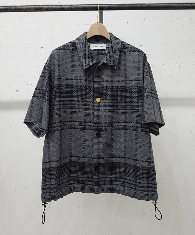 30%OFF【CULLNI(クルニ)】Sheer Tile Check Drawstring Short Sleeve