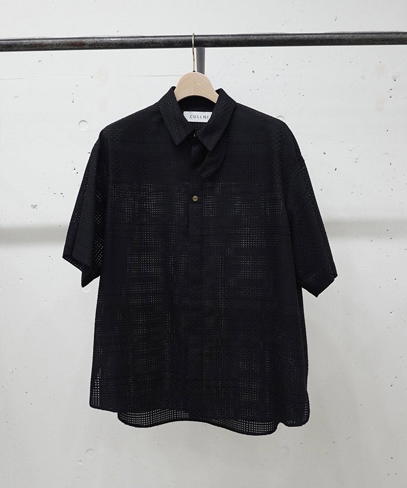 30%OFF【CULLNI(クルニ)】Sheer Tile Check Chin Tab Short Sleeve