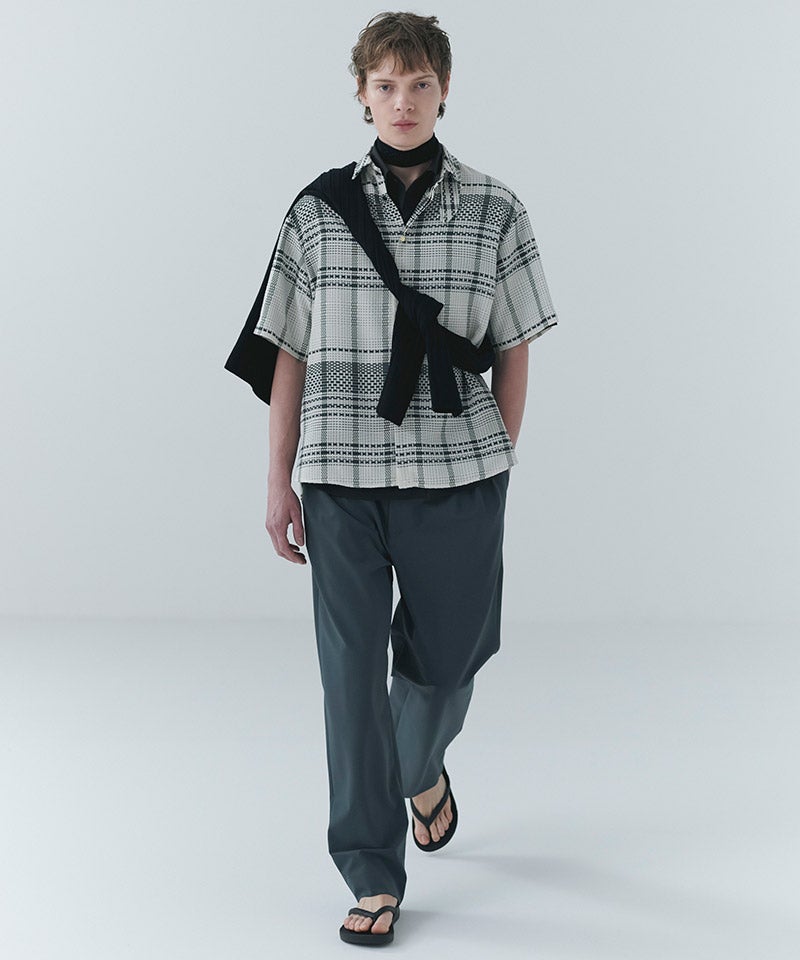 30%OFF【CULLNI(クルニ)】Sheer Tile Check Chin Tab Short Sleeve