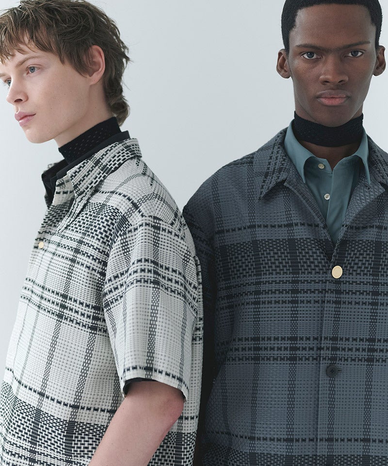 30%OFF【CULLNI(クルニ)】Sheer Tile Check Chin Tab Short Sleeve