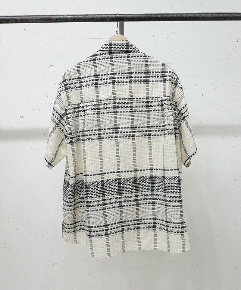 CULLNI(クルニ)】Sheer Tile Check Chin Tab Short Sleeve Shirt 