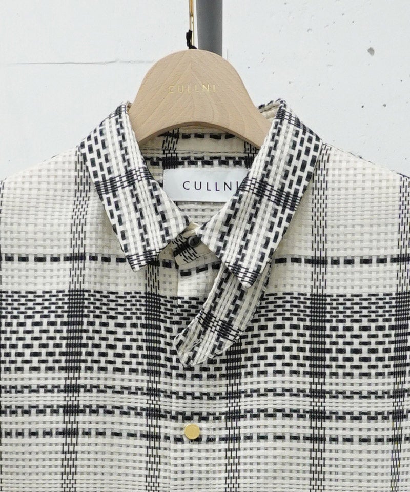 30%OFF【CULLNI(クルニ)】Sheer Tile Check Chin Tab Short Sleeve