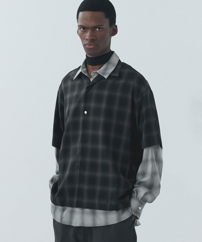 CULLNI(クルニ)】Ombre Check Open Collar Short Sleeve Shirt