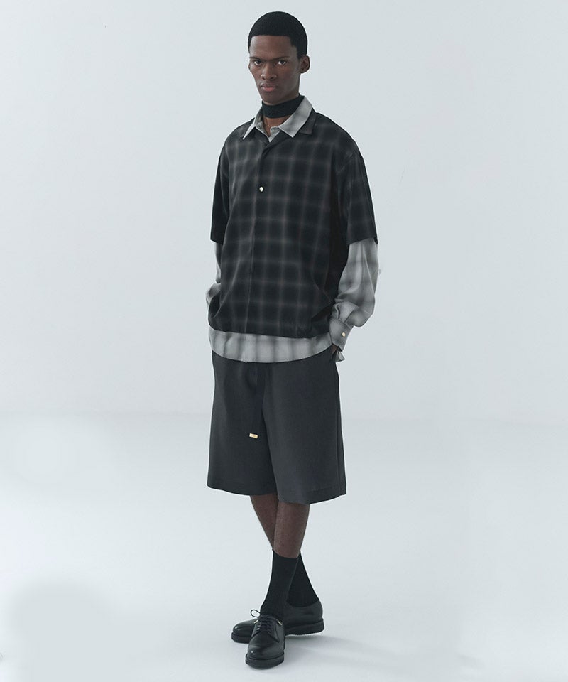 CULLNI(クルニ)】Ombre Check Open Collar Short Sleeve Shirt
