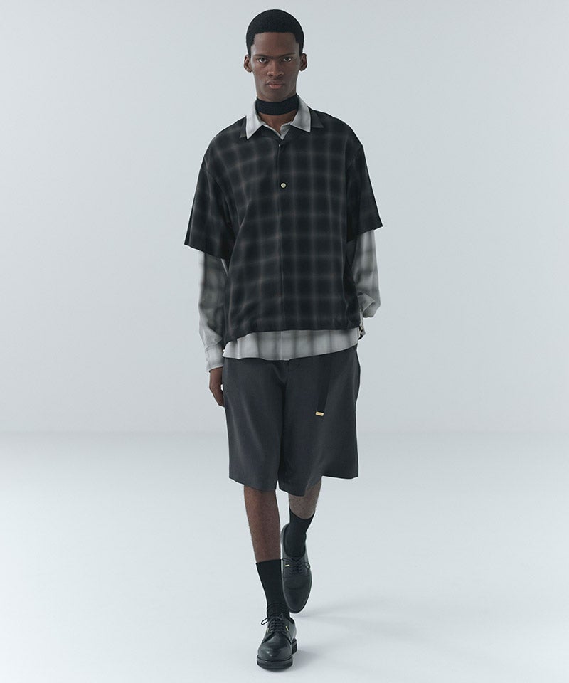 CULLNI(クルニ)】Ombre Check Open Collar Short Sleeve Shirt