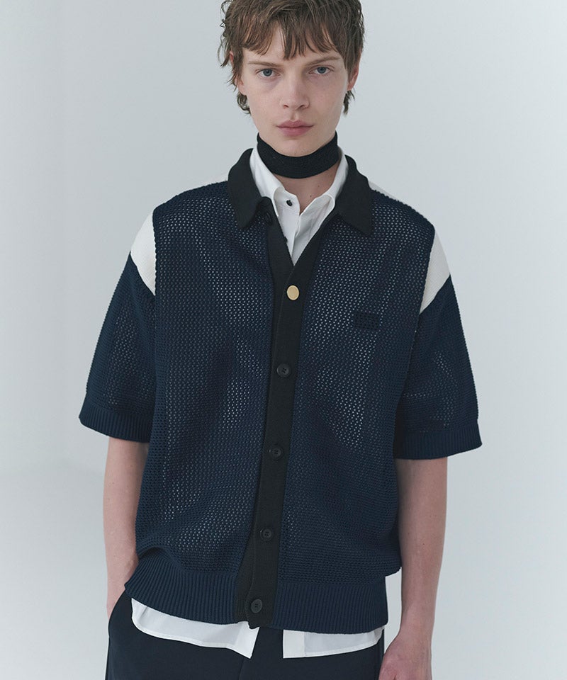 CULLNI(クルニ)】Mesh Knit Short Sleeve Jacket ショートスリーブ
