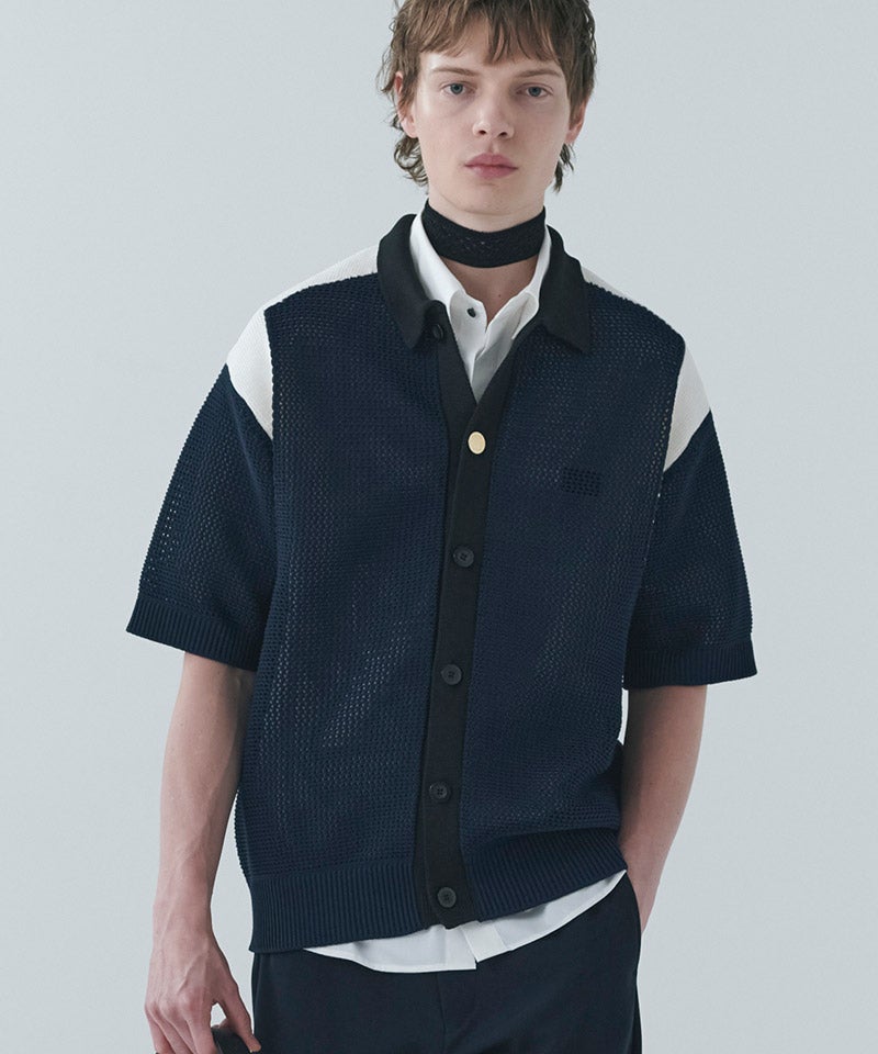 CULLNI(クルニ)】Mesh Knit Short Sleeve Jacket ショートスリーブ