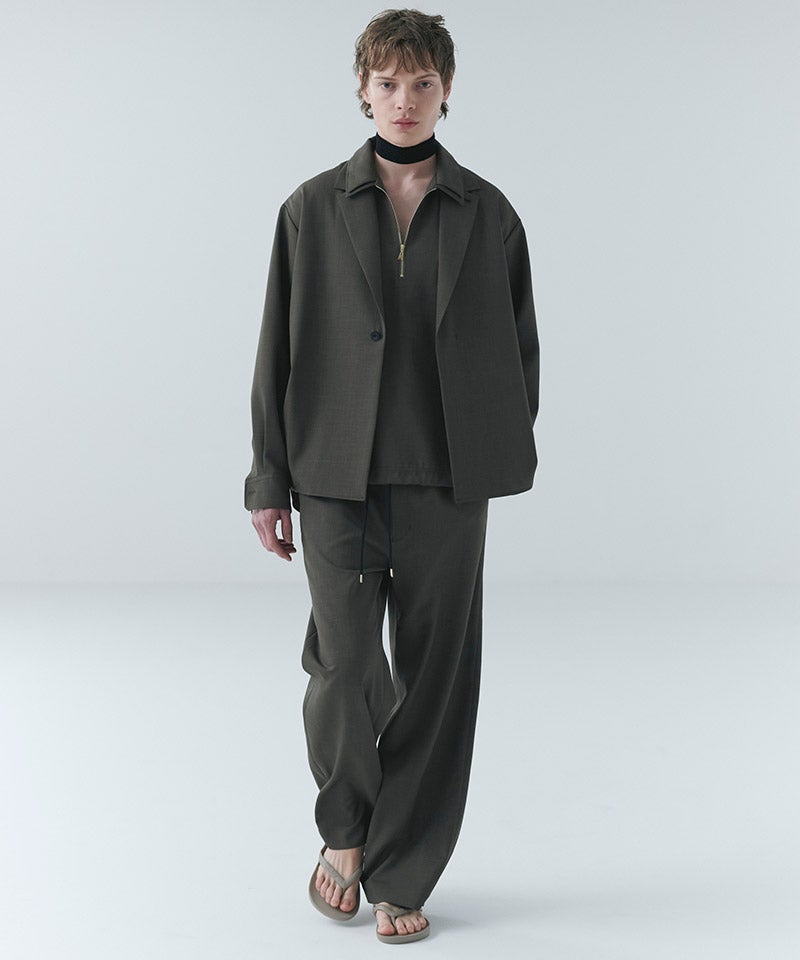 CULLNI(クルニ)】Dry Gabardine Layered collar Half Zip Shirt