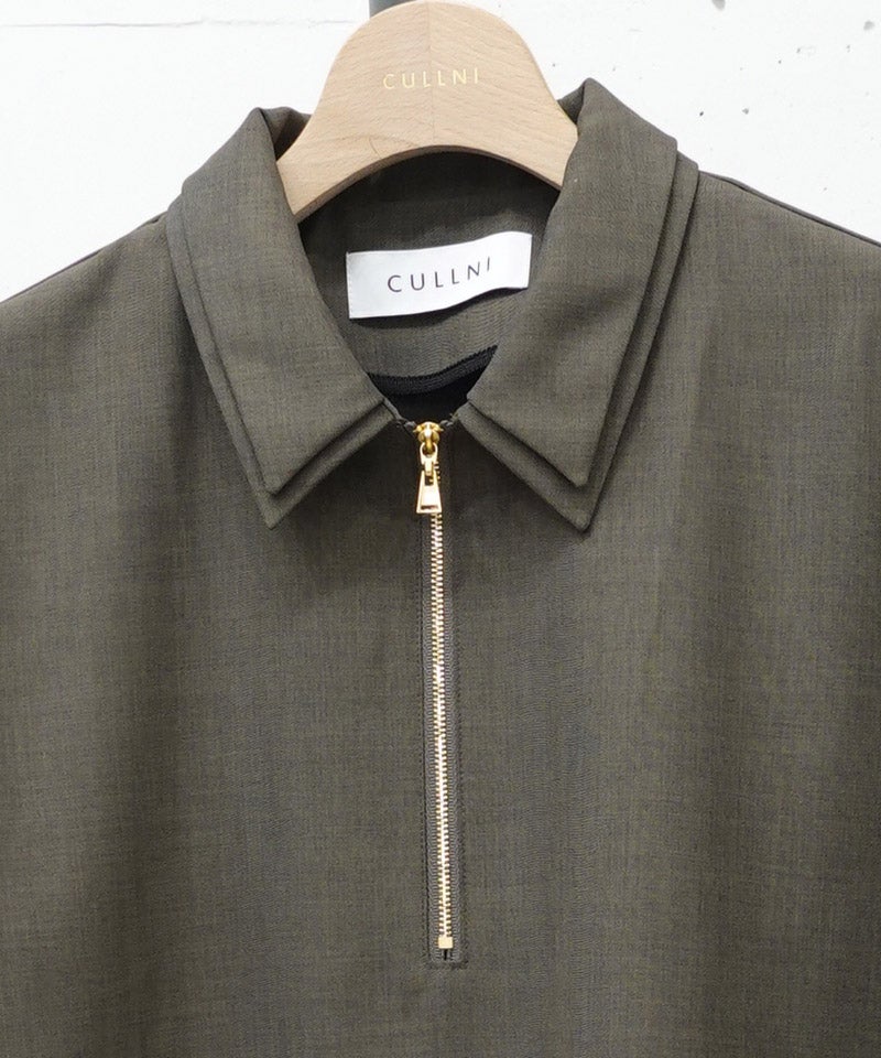 CULLNI(クルニ)】Dry Gabardine Layered collar Half Zip Shirt