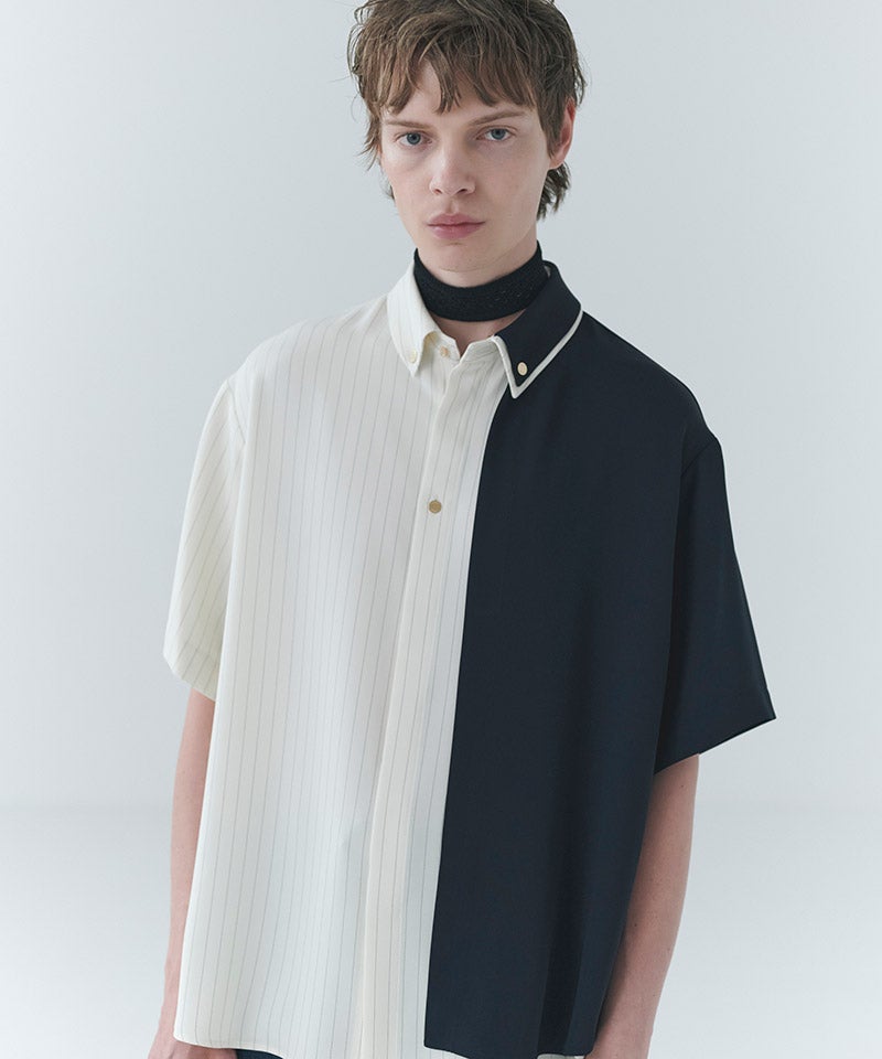 30%OFF【CULLNI(クルニ)】Bi Color Mesh Knit Zip Up Polo Shirt