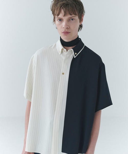30%OFF【CULLNI(クルニ)】Bi Color Mesh Knit Zip Up Polo Shirt 