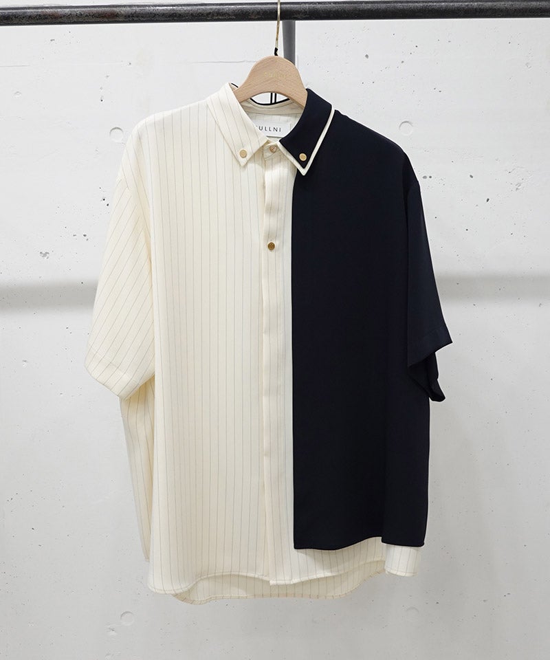 CULLNI(クルニ)】Double Cloth Layered Bi-Color Short Sleeve Shirt