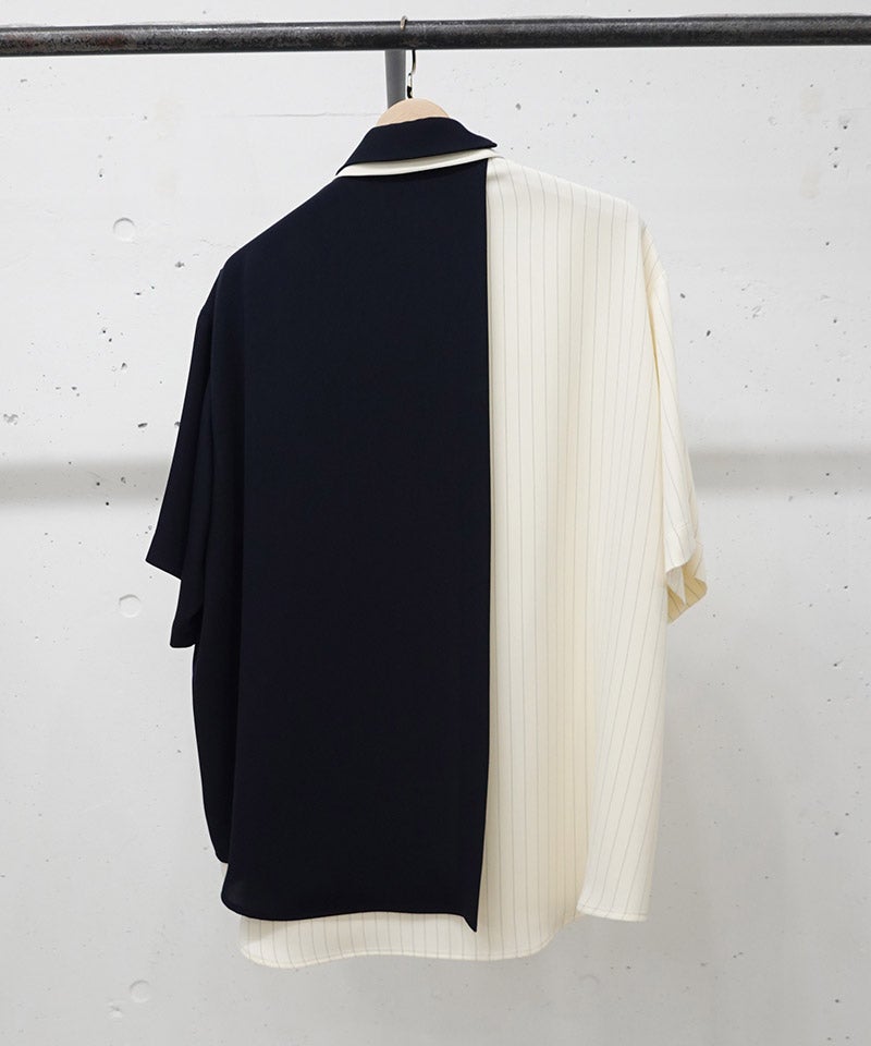 CULLNI(クルニ)】Double Cloth Layered Bi-Color Short Sleeve Shirt