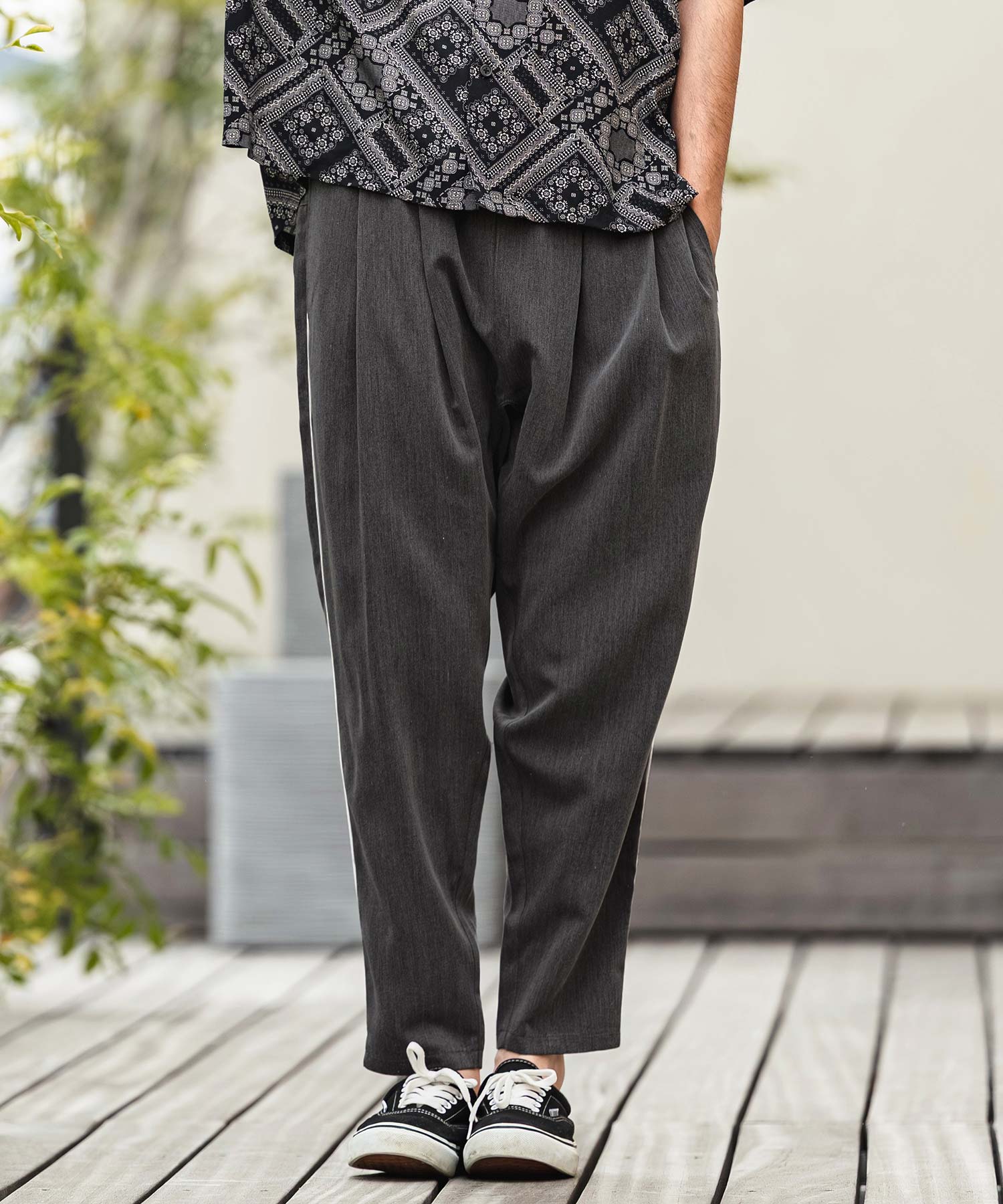 CAMBIO(カンビオ)】Side Piping Line Tapered Ankle Slacks スラックス