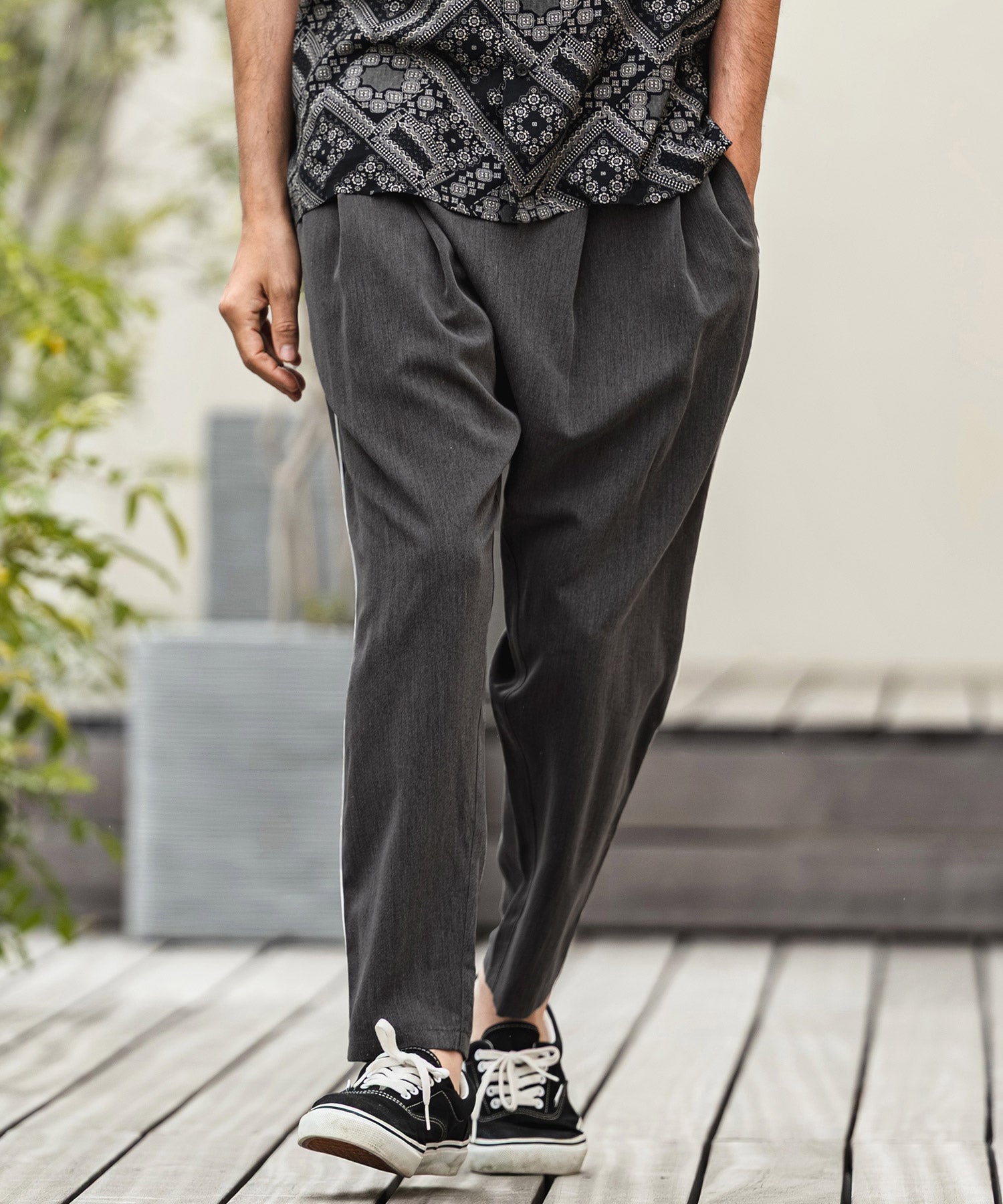 CAMBIO(カンビオ)】Side Piping Line Tapered Ankle Slacks スラックス