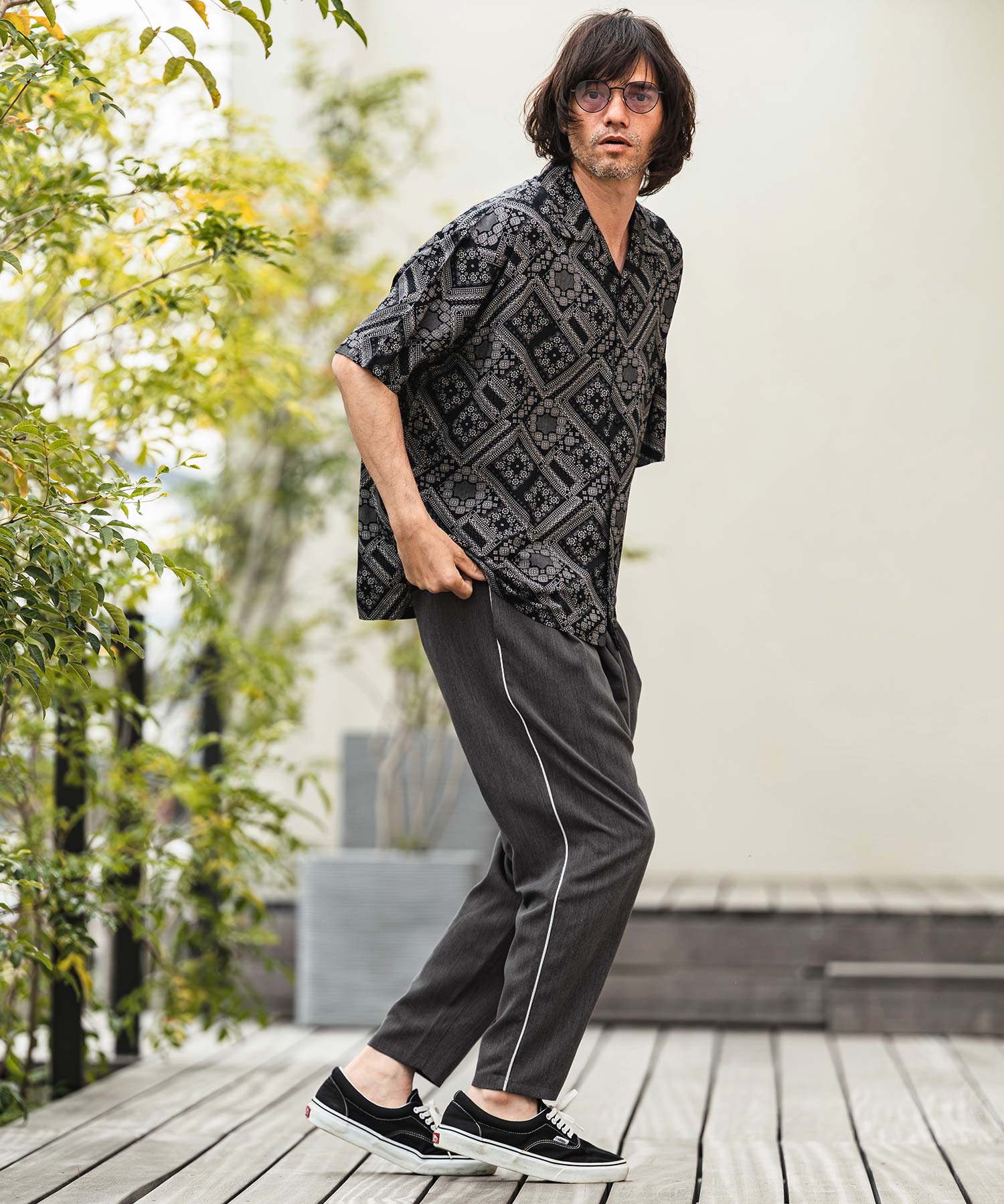 CAMBIO(カンビオ)】Side Piping Line Tapered Ankle Slacks スラックス