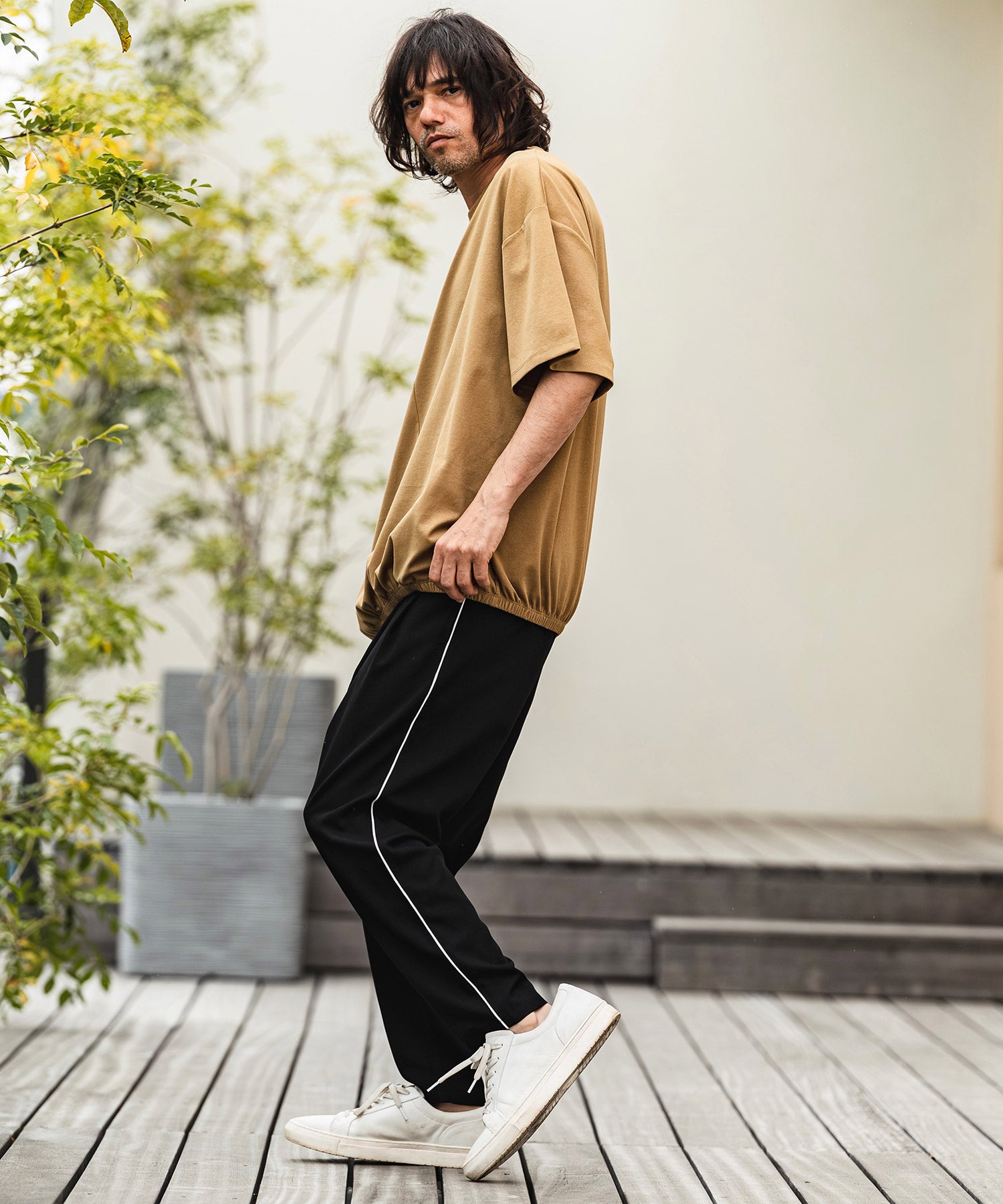 CAMBIO(カンビオ)】Side Piping Line Tapered Ankle Slacks スラックス