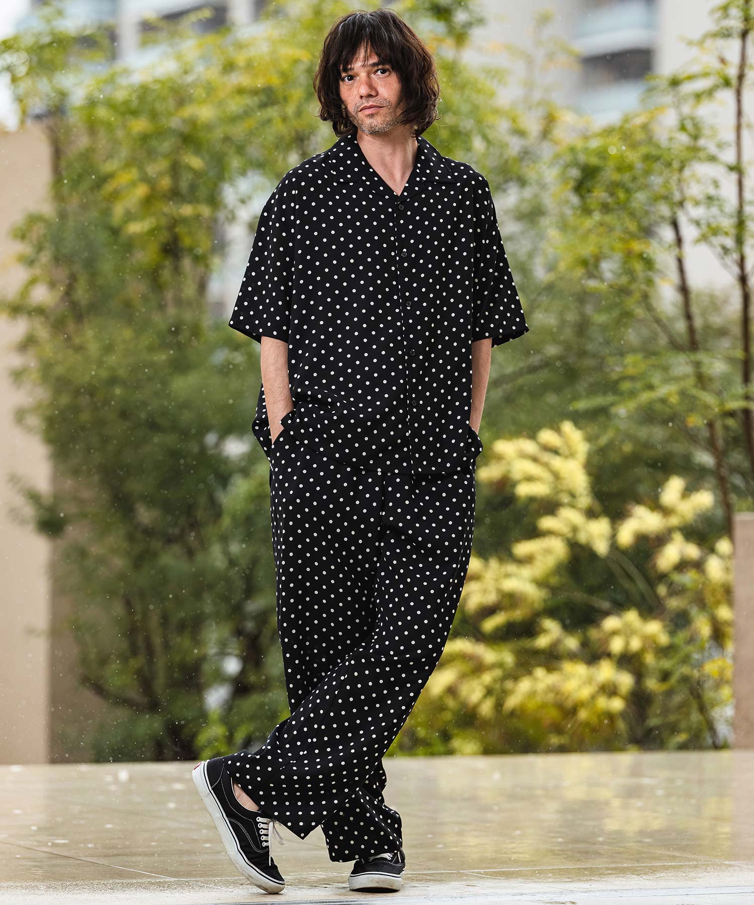 CAMBIO(カンビオ)】Dot Pattern Wide Straight Easy Pants イージー