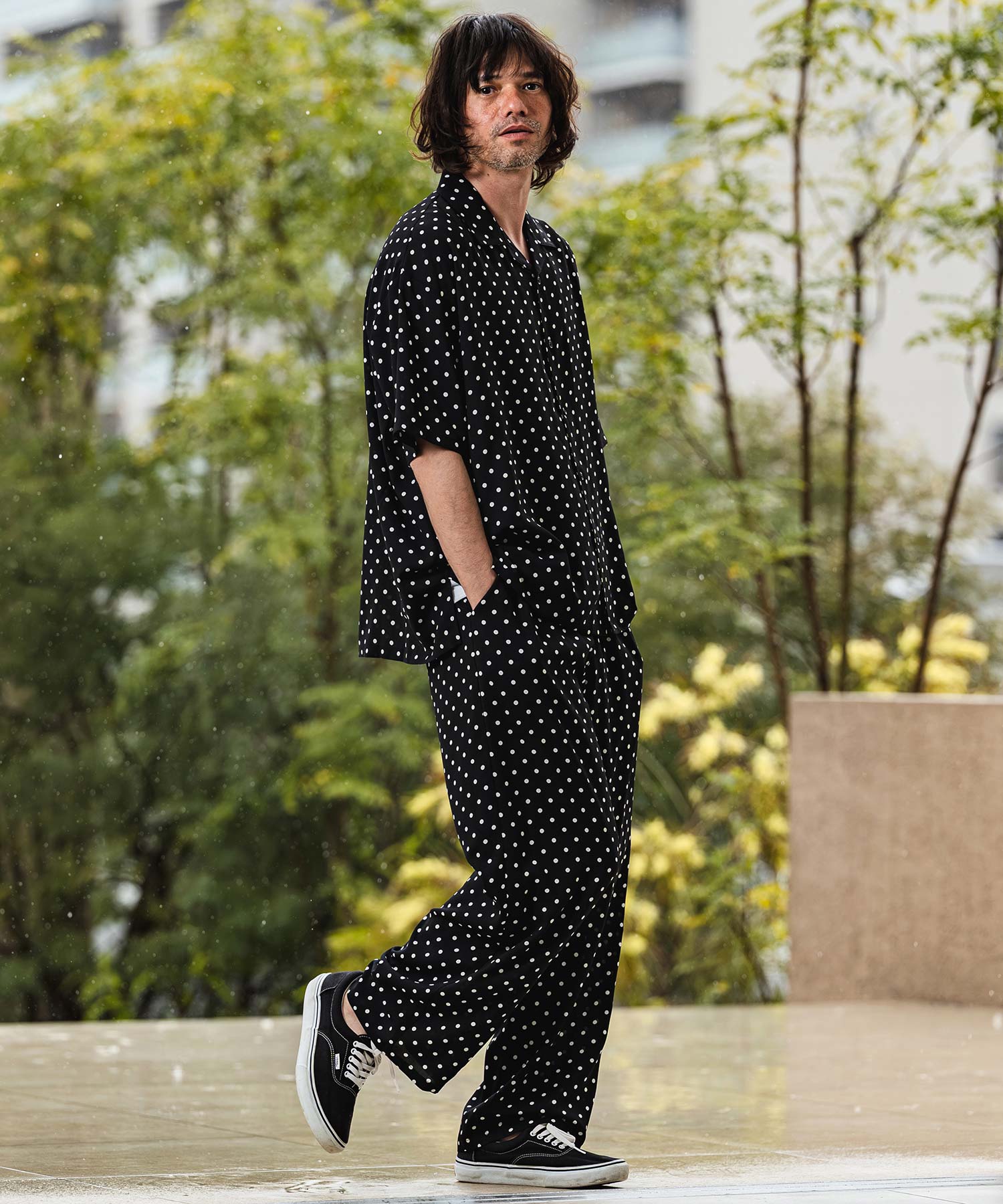 CAMBIO(カンビオ)】Dot Pattern Wide Straight Easy Pants イージー