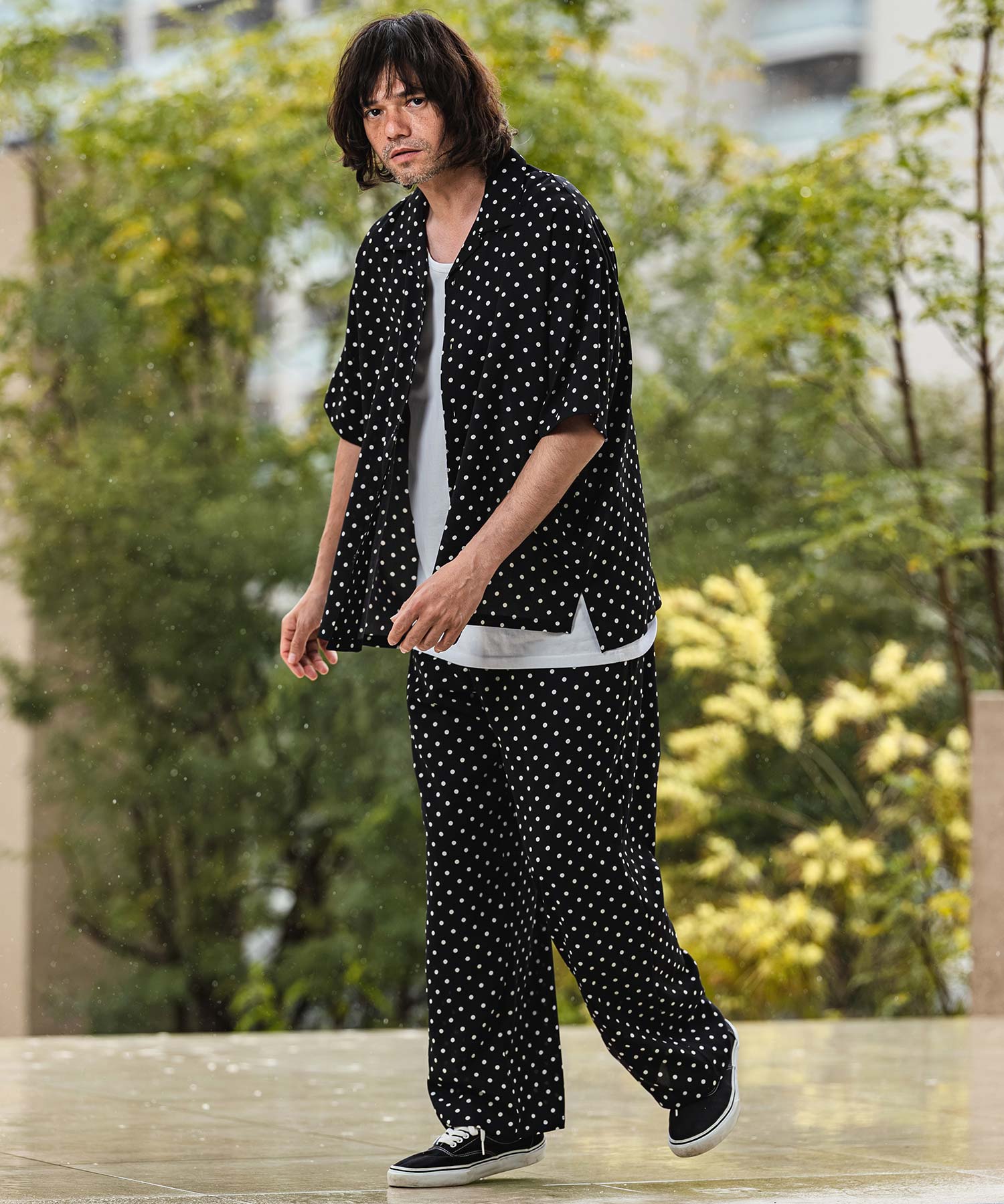 CAMBIO(カンビオ)】Dot Pattern Wide Straight Easy Pants イージー